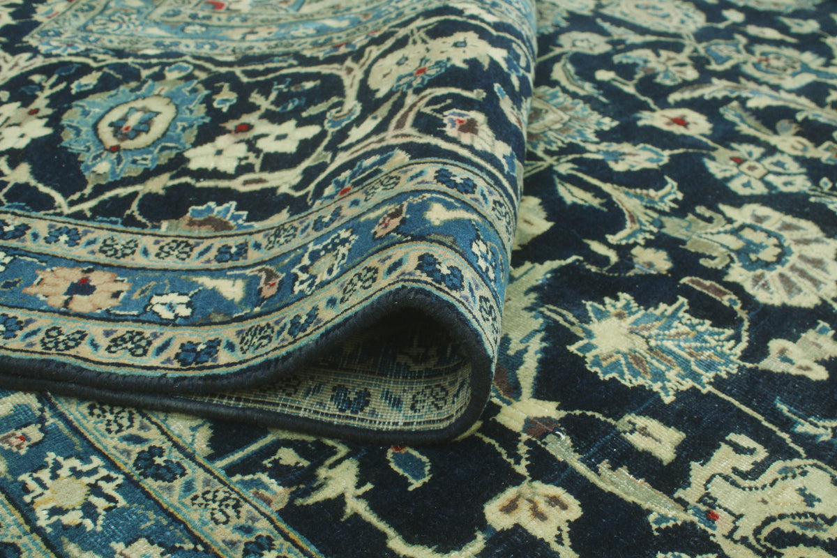 Fine VTG Cameron Navy/Ivory Rug, 9'5 x 12'7 – Noori Rug