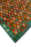 Balochi Adny Orange/Turquoise Rug, 6'6" x 9'7"