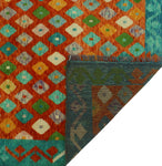 Balochi Adny Orange/Turquoise Rug, 6'6" x 9'7"