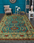Balochi Adley Blue/Rust Rug, 5'4" x 7'6"