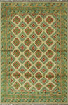 Balochi Mirza Ivory/Green Rug, 3'10 x 5'9