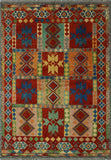 Balochi Ivory Rust/Blue Rug, 5'7 x 7'10