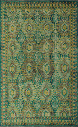 Balochi Clayton Green/Purple Rug, 6'4 x 10'1
