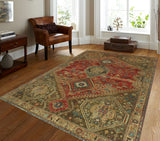 Semi Antique Guven Red/Beige Rug, 5'7" x 8'11"