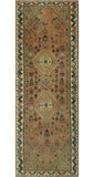 Semi Antique Borzoo Rust/Ivory Rug, 3'6 x 9'8