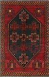 Semi Antique Kylen Red/Navy Rug, 4'10 x 7'6