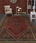 Semi Antique Gracie Red/Charcoal Rug, 5'9" x 8'7"