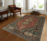 Vintage Hollie Rust/Grey Rug, 5'5" x 8'7"