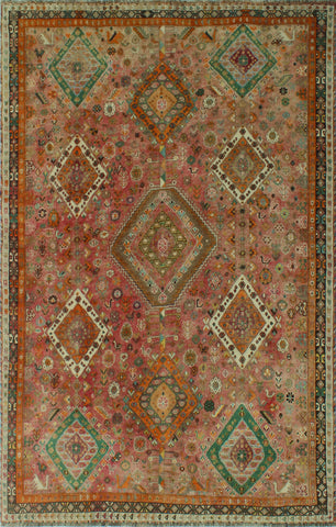 Semi Antique Awwal Rose/Ivory Rug, 5'4 x 8'4