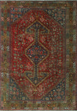 Semi Antique Riad Red/Navy Rug, 6'8 x 9'3