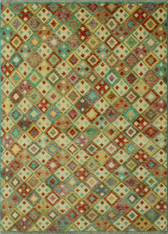 Balochi Kennan Ivory/Rust Rug, 4'10 x 6'7