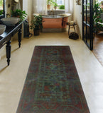 Vintage Poppy Burgundy/Charcoal Runner, 3'4" x 7'3"