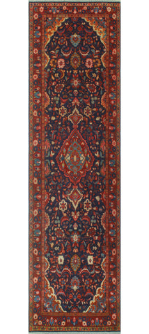 Fine VTG Bari Navy/Red Runner, 3'10 x 14'2