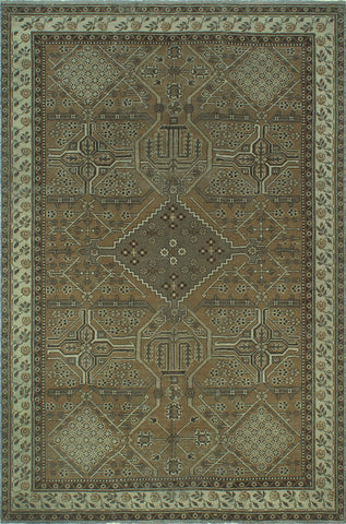 Vintage Qarlygas Brown/Ivory Rug, 6'1" x 9'2"