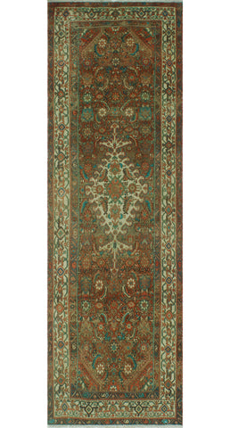 Vintage Bemelle Grey/Ivory Runner, 3'3 x 10'6
