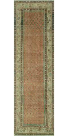 Vintage Charlott Rust/Beige Runner, 3'1 x 10'5