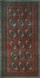 Vintage Uazira Red/Charcoal Runner, 3'3" x 6'3"