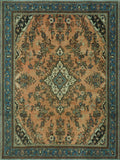 Vintage Basmala Rust/Blue Rug, 7'6" x 9'9"