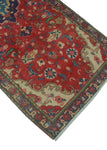 Vintage Quralai Red/Navy Runner, 3'7" x 8'11"