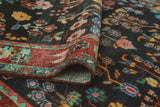 Vintage Gunay Charcoal/Burgundy Runner, 3'11" x 10'2"