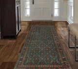 Fine VTG Churchyl Navy/Red Runner, 3'8" x 8'7"