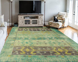 Balochi Azadeh Lt. Green/Purple Rug, 10'6" x 13'7"