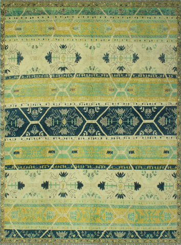 Balochi Aliyah Ivory/Blue Rug, 9'1 x 11'10