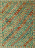 Balochi Akwtee Turquoise/Ivory Rug, 8'2 x 11'5