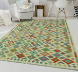 Sangat Ferdows Ivory/Green Rug, 6'10" x 9'9"