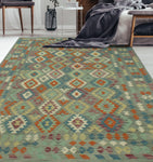 Sangat Jasiel Grey/Rust Rug, 6'10" x 9'10"