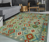 Sangat Anum Lt. Green/Rust Rug, 6'9" x 9'10"