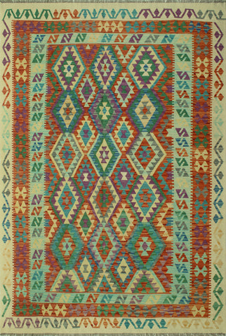 Sangat Gwandoya Ivory/Purple Rug, 6'10 x 9'10