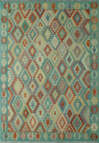 Sangat Perye Lt. Blue/Rust Rug, 6'11 x 9'11