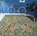 Sangat Perye Lt. Blue/Rust Rug, 6'11" x 9'11"