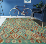 Sangat Perye Lt. Blue/Rust Rug, 6'11" x 9'11"