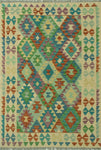 Sangat Afiya Ivory/Blue Rug, 3'11 x 5'8