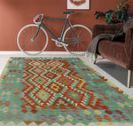 Sangat Elvin Lt. Green/Rust Rug, 5'1" x 6'3"