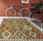 Sangat Tahmina Rust/Lt. Green Rug, 5'2" x 6'6"