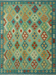 Sangat Bink Blue/Lt. Green Rug, 5'3 x 6'7