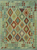 Sangat Tasleem Lt. Green/Rust Rug, 5'0 x 6'5