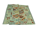 Sangat Tasleem Lt. Green/Rust Rug, 5'0" x 6'5"