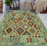 Sangat Tasleem Lt. Green/Rust Rug, 5'0" x 6'5"