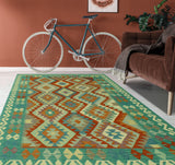 Sangat Burcu Lt. Green/Rust Rug, 5'1" x 6'3"