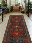 Fine VTG Layla Rust/Navy Runner, 3'9" x 9'9"