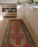 Fine VTG Elaine Red/Ivory Runner, 4'4" x 13'0"