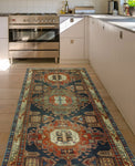 Semi Antique Borden Navy/Rust Runner, 4'10" x 10'1"