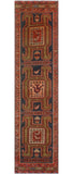 Fine VTG Rahimat Navy/Rust Runner, 2'9" x 10'11"