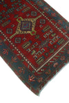 Fine VTG Aymaan Red/Blue Runner, 3'5" x 13'7"