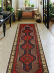 Fine VTG Attila Red/Beige Runner, 3'10" x 13'2"
