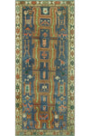 Fine VTG Lahor 55 Blue/Beige Runner, 3'11" x 8'10"